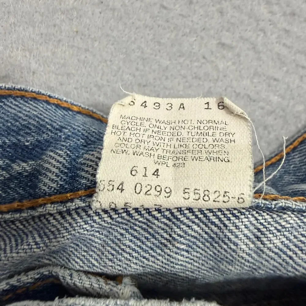 Vintage Levis 517 Bootcut Jeans Men's 33x30 Blue Distressed Faded Grunge 1999